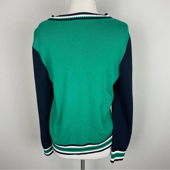 Talbots Green Navy Cotton Blend Button Cardigan Large - Picture 5 of 7